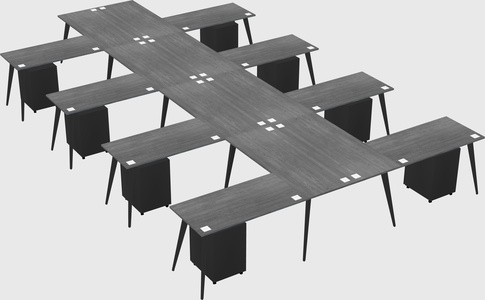 Shared l-shaped office desk system