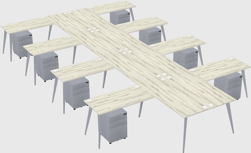 Shared l-shaped office desk system
