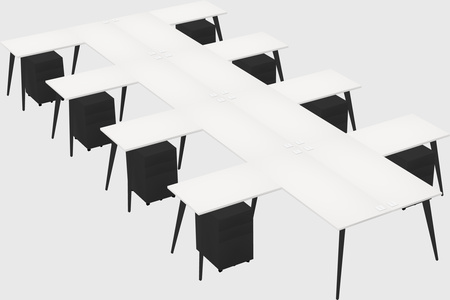 Shared l-shaped office desk system