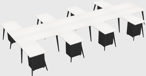 Shared l-shaped office desk system