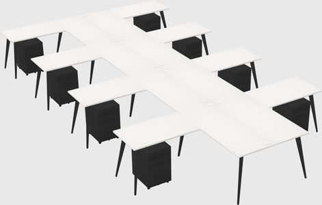 Shared l-shaped office desk system