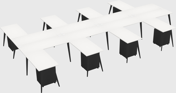Shared l-shaped office desk system
