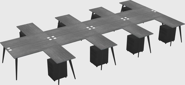 Shared l-shaped office desk system