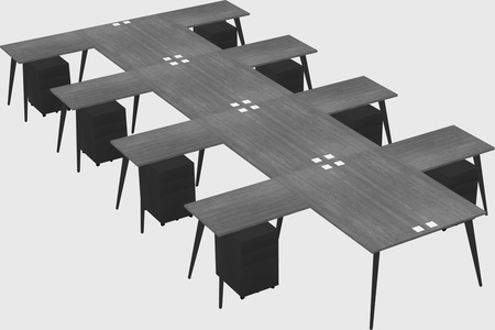 Shared l-shaped office desk system