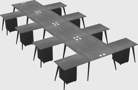 Shared l-shaped office desk system