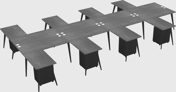 Shared l-shaped office desk system