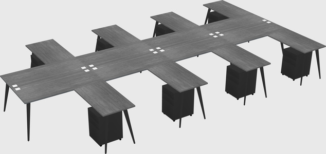Shared l-shaped office desk system