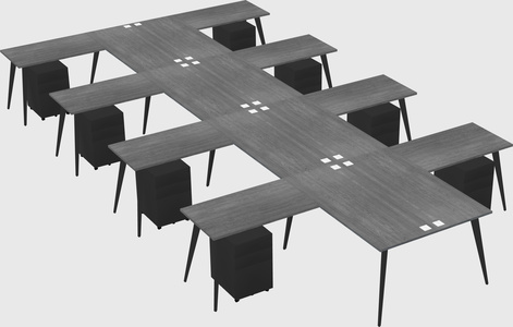 Shared l-shaped office desk system