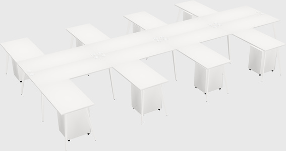Shared l-shaped office desk system