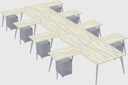 Shared l-shaped office desk system