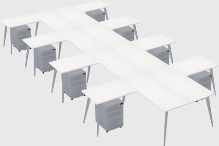 Shared l-shaped office desk system