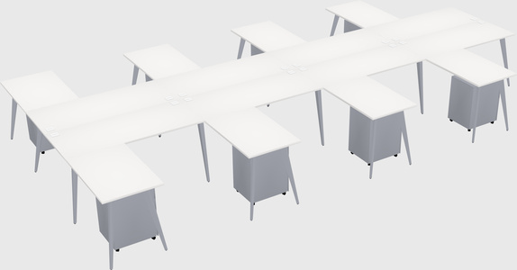 Shared l-shaped office desk system