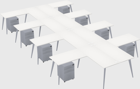 Shared l-shaped office desk system