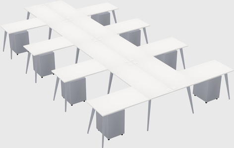 Shared l-shaped office desk system