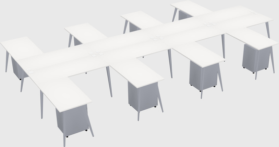 Shared l-shaped office desk system