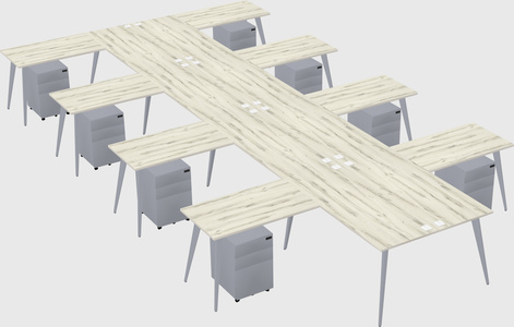 Shared l-shaped office desk system