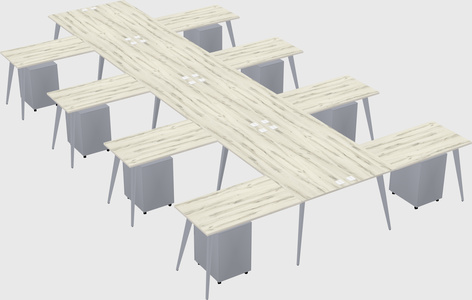 Shared l-shaped office desk system