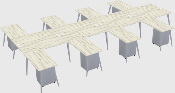 Shared l-shaped office desk system