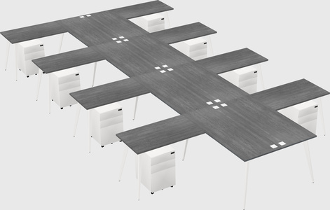 Shared l-shaped office desk system