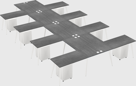 Shared l-shaped office desk system