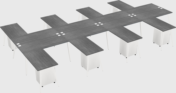 Shared l-shaped office desk system