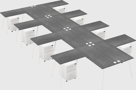 Shared l-shaped office desk system