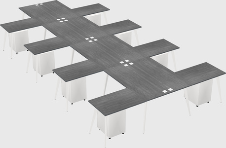Shared l-shaped office desk system