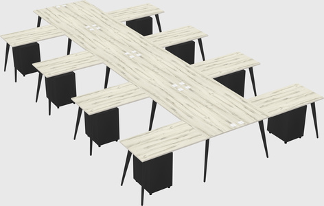 Shared l-shaped office desk system
