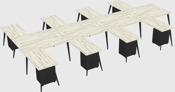 Shared l-shaped office desk system