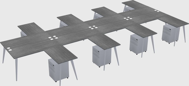 Shared l-shaped office desk system