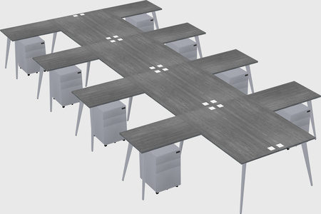 Shared l-shaped office desk system