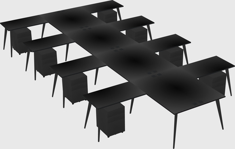 Shared l-shaped office desk system