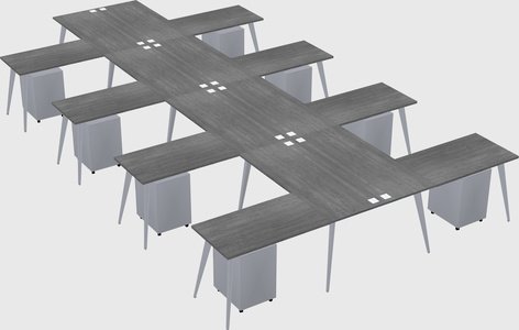 Shared l-shaped office desk system
