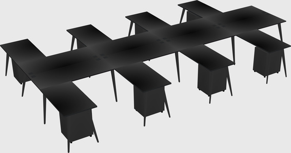 Shared l-shaped office desk system