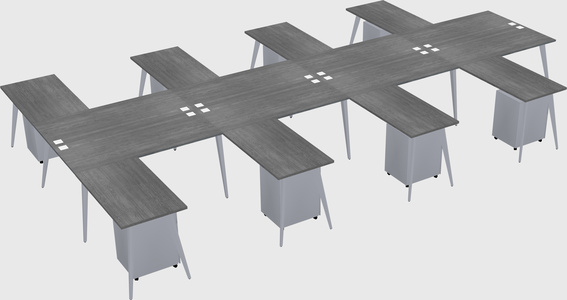 Shared l-shaped office desk system