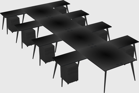 Shared l-shaped office desk system