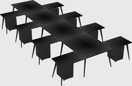 Shared l-shaped office desk system