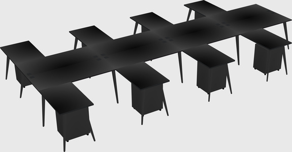 Shared l-shaped office desk system