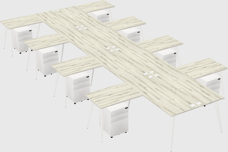 Shared l-shaped office desk system