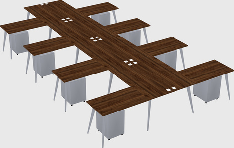 Shared l-shaped office desk system