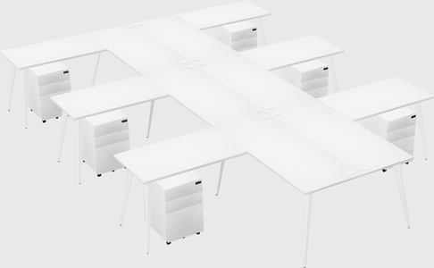 Shared l-shaped office desk system
