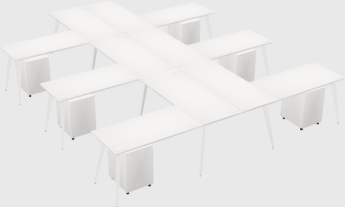 Shared l-shaped office desk system