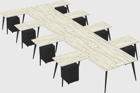 Shared l-shaped office desk system