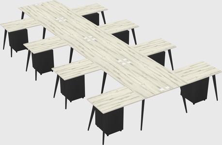 Shared l-shaped office desk system