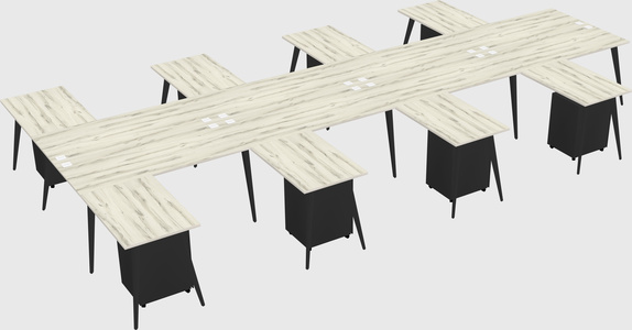 Shared l-shaped office desk system