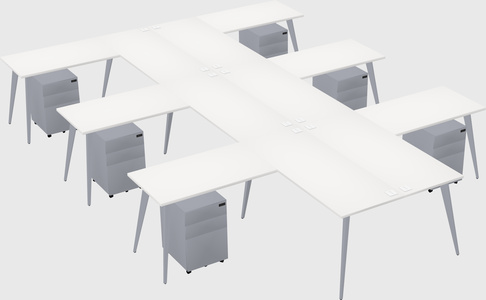 Shared l-shaped office desk system