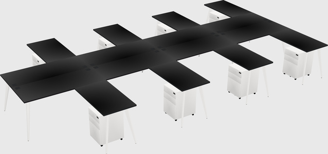 Shared L-shaped Office Desk System