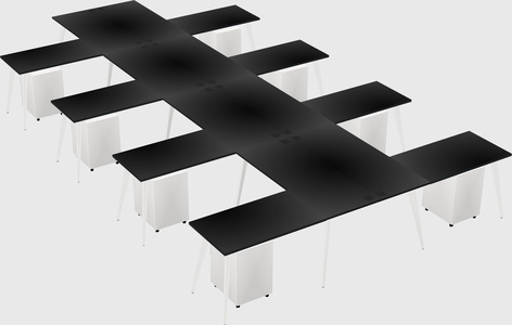Shared l-shaped office desk system