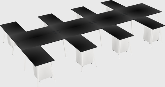 Shared l-shaped office desk system