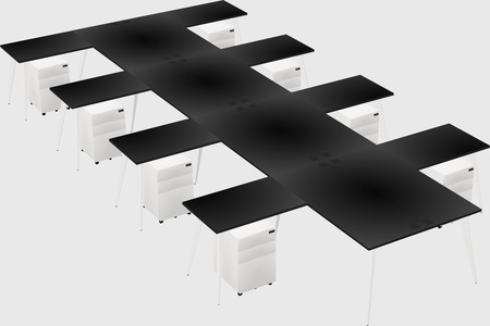 Shared l-shaped office desk system